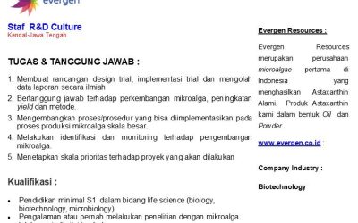 Lowongan Pekerjaan Staff R&D Culture
